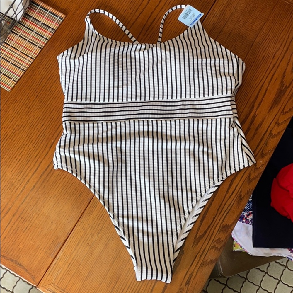 One piece striped suit